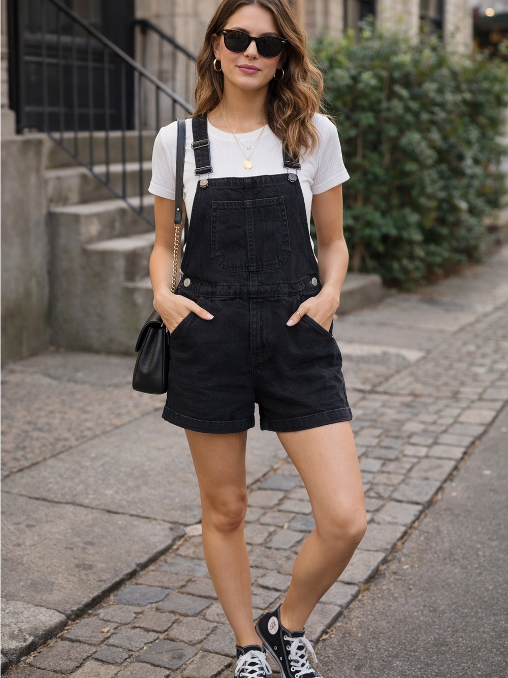 Old Navy Black Washed Denim Shortalls S